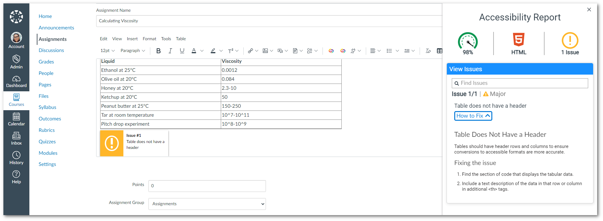 WYSIWYG table header check.