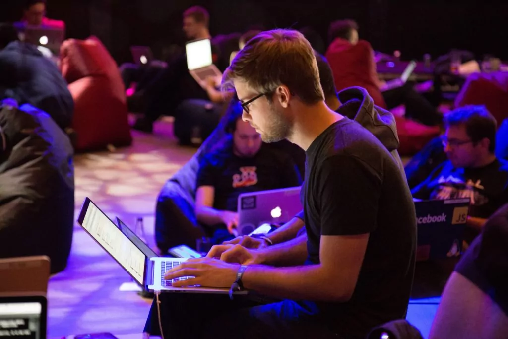 student at an education tech conference