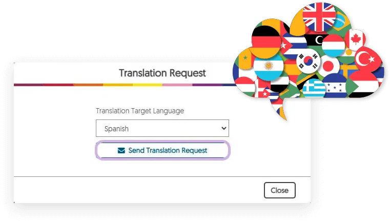 Screenshot with translation request dialogue box.
