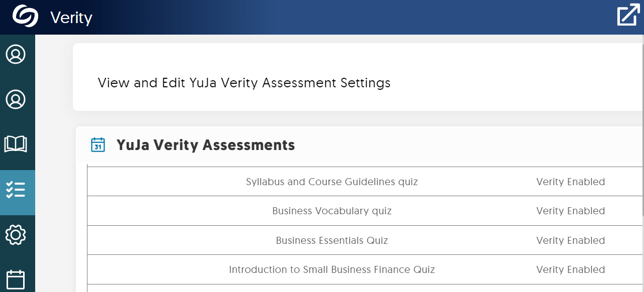 Screenshot of the YuJa Verity LTI App in Moodle