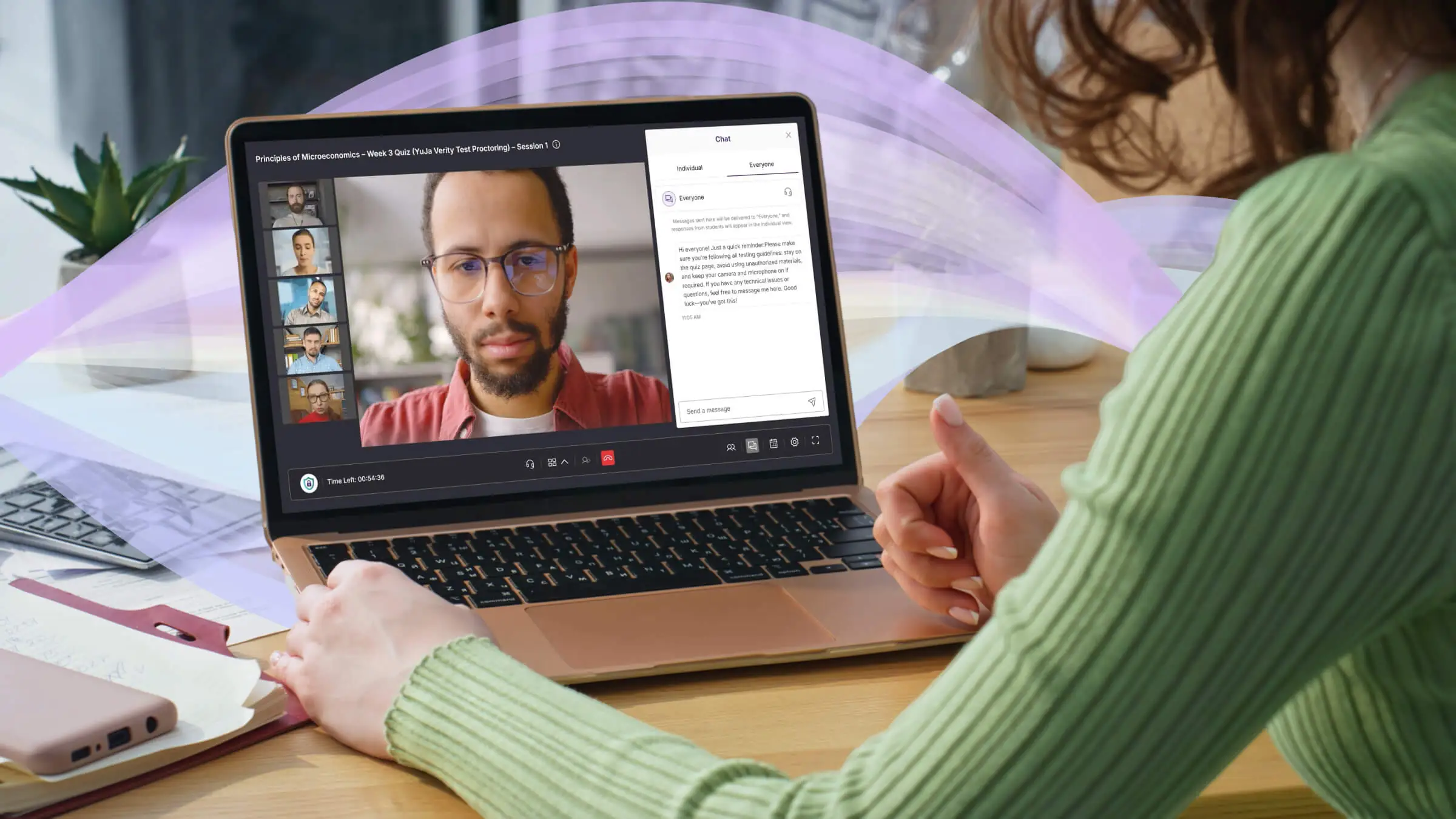 Screenshot of a proctor reviewing a Verity-enabled exam.
