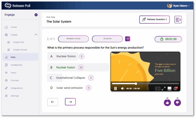 A video is shown embedded in a question.