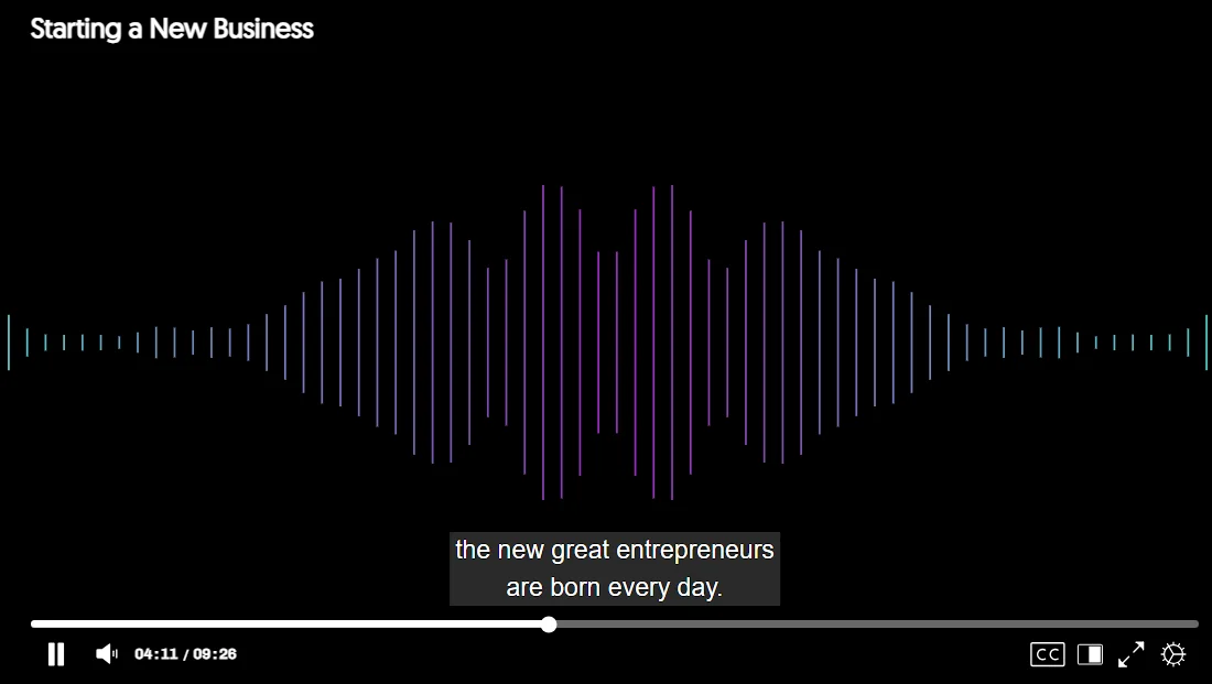 The waveform for an audio file is shown playing.
