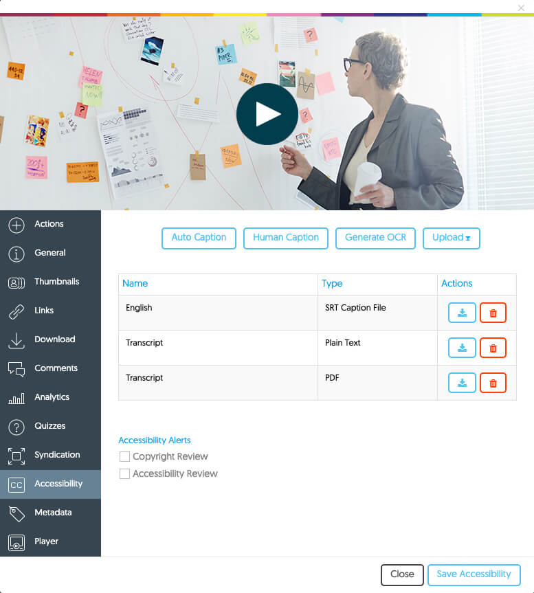 Unified Accessibility Dashboard to Track Video Caption Requests