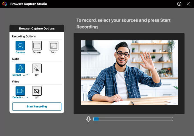 YuJa Browser Capture Studio's video recorder screenshot.