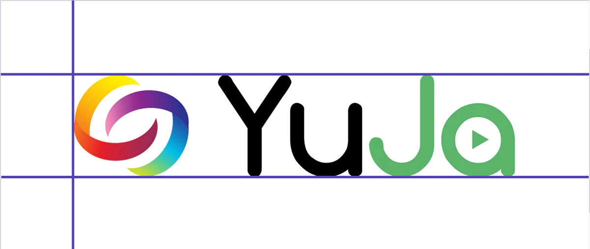 YuJa logo with alignment crosshair guides