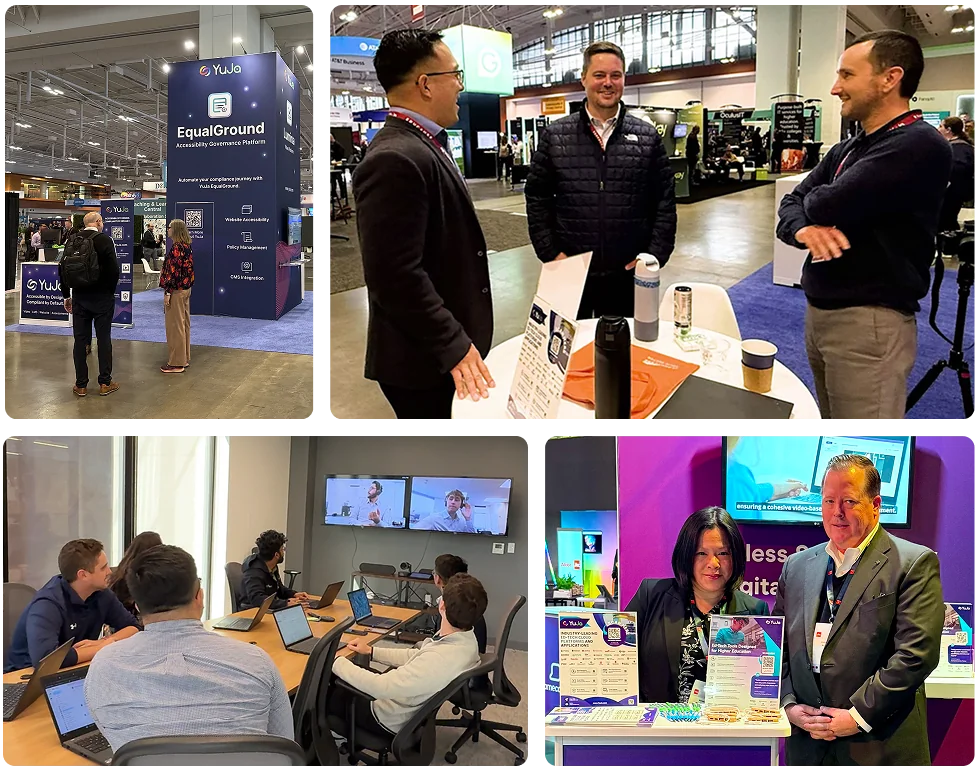 Collage of YuJa employees at work.