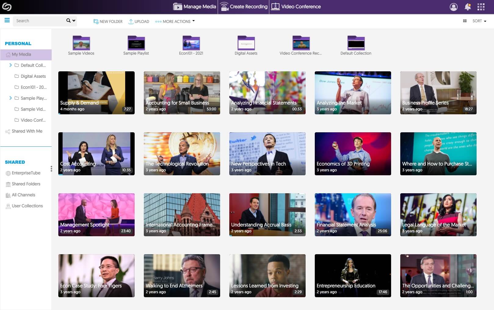 Creation of Content, Sub-Channels, and Department-Level Video Playlists